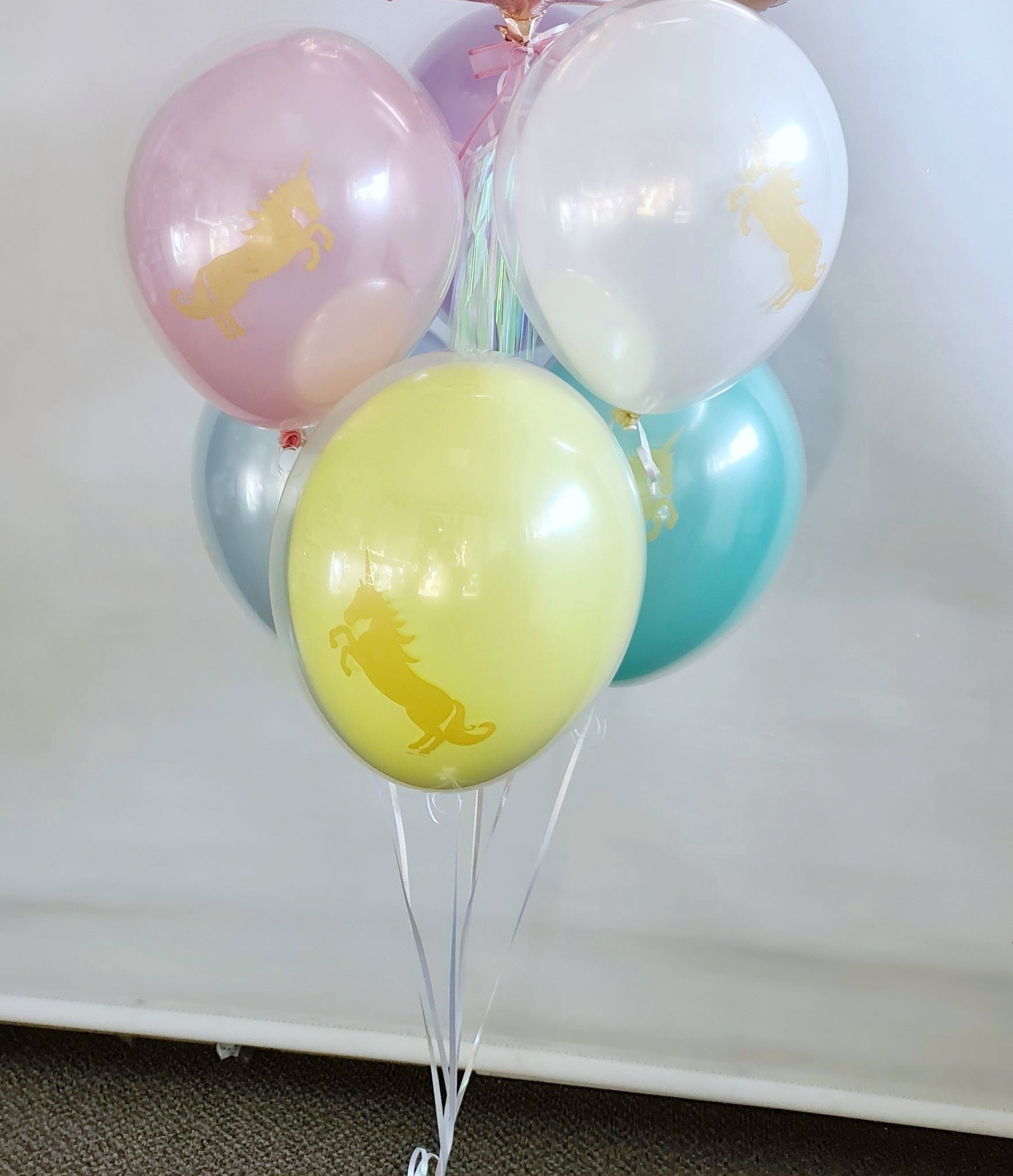 Unicorn Ghost Balloons over Pastel Colours - UpUpNAwayBalloons