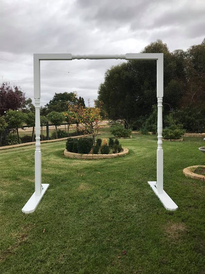 White Wedding Arbour for Hire - UpUpNAwayBalloons