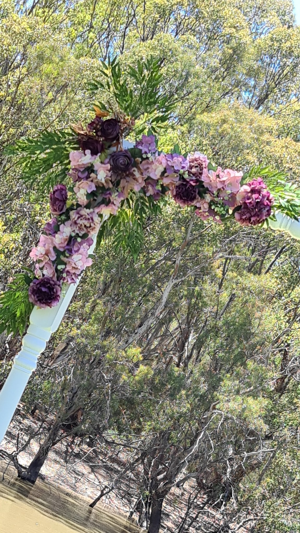 White Wedding Arbour for Hire - UpUpNAwayBalloons