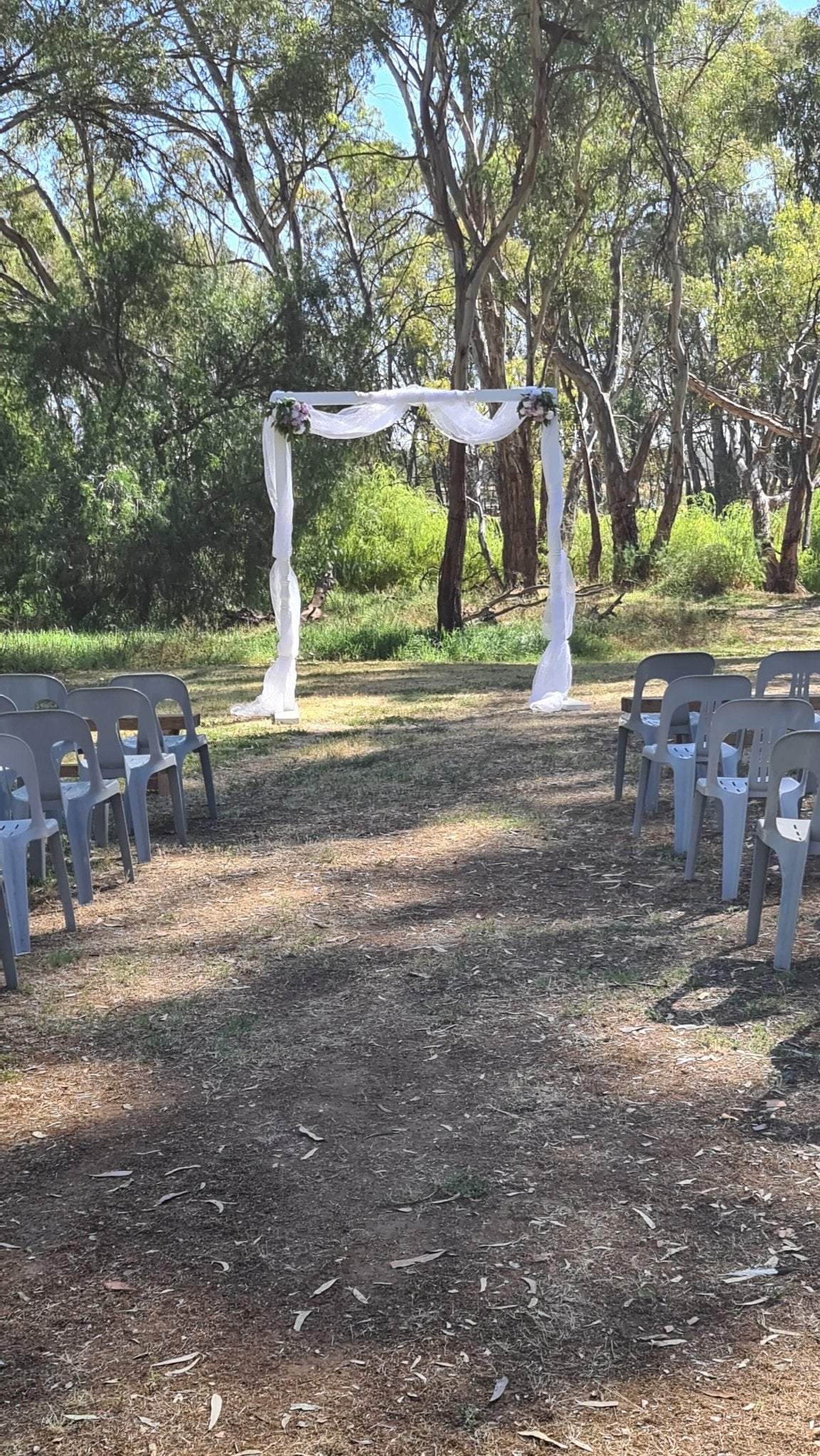 White Wedding Arbour for Hire - UpUpNAwayBalloons